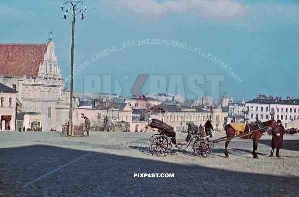 horse carriage on Wacława Bajkowskiego in Lublin, Poland 1939