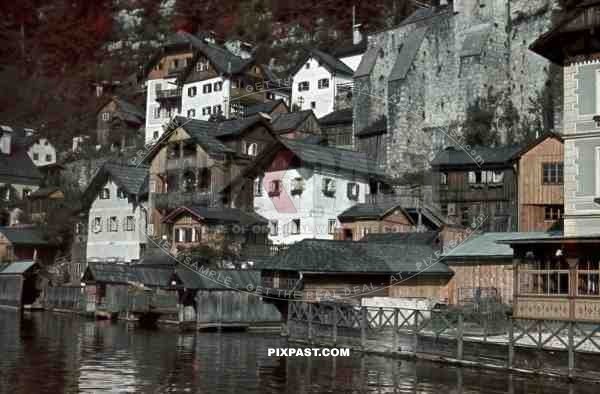 houses at the Hallstätter See in Hallstatt, Austria 1940