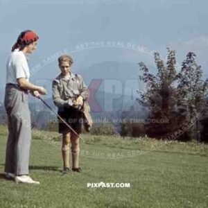mother and son on golf course in Baden-Wuerttemberg, Germany ~1938
