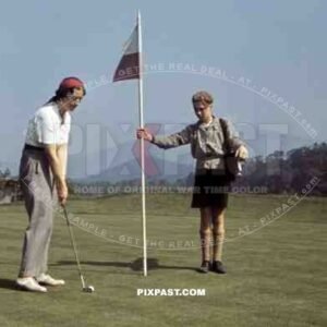 mother and son on golf course in Baden-Wuerttemberg, Germany ~1938