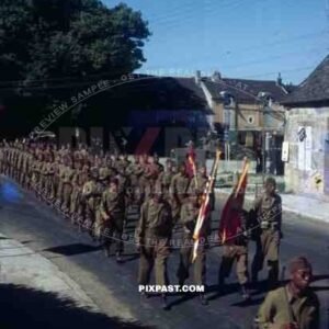 negro soldiers on Bastille day parade in Langres, France 14th July 1945