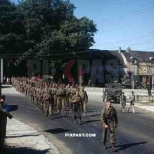 negro soldiers on Bastille day parade in Langres, France 14th July 1945