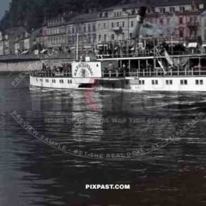 paddle steamer on the river Elbe in Decín, Czechoslovakia 1940