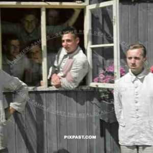 rad soldiers window kaserne group photo 1938 Germany