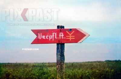 Temporary hand painted road traffic sign for the German 17. Panzer Division in Russia 1942