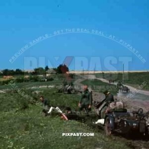 soldiers of the  14th Panzer Division resting beside road, Russia 1941