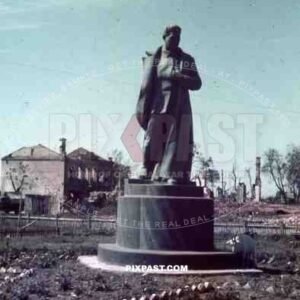 statue of Stalin in Bychau, Belarus, Russia 1941