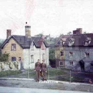 two GIs at the Church Street in Cleobury, England ~1944