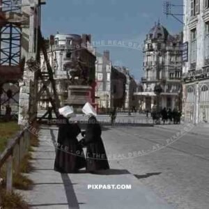 two nuns at the Royale St in Paris, France 1940