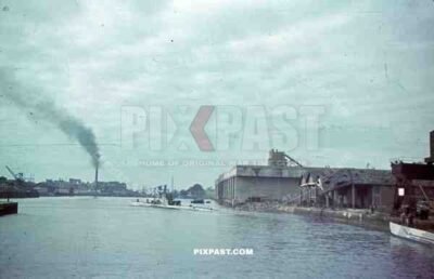 uboat kriegsmarine bunker construction cranes in Saint Nazaire, France 1942