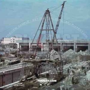 uboat kriegsmarine bunker construction cranes in Saint Nazaire, France 1942