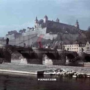view over the Mainbridge and the Marienberg in Würzburg, Germany ~1941
