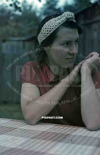 woman in summer fashion, Munich, Germany 1941