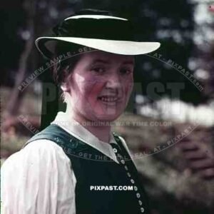 woman with traditional summer dress in Freiburg, Germany 1939