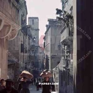 women wearing goods in the streets of Sibenik, Croatia